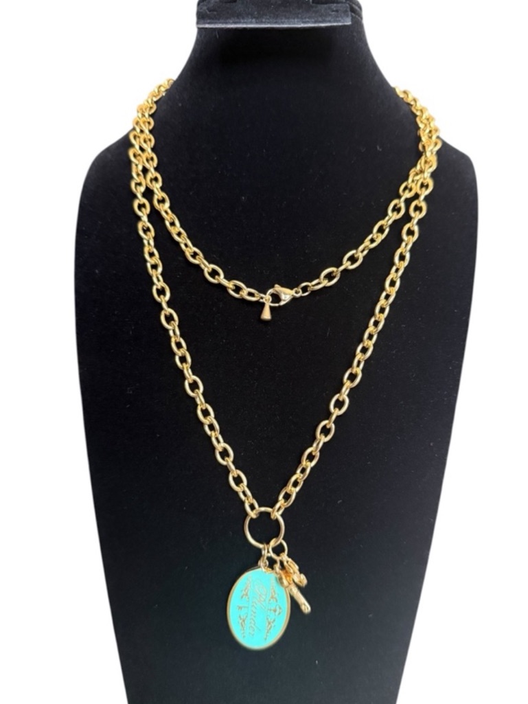 Plunder Gold-Tone Layered Necklace With Turquoise Oval Charm 8$